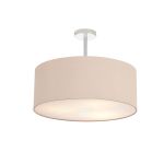 Baymont Polished Chrome 3 Light E27 Semi Flush With 50cm x 20cm Dual Faux Silk Shade, Antique Gold/Ruby & Frosted/PC Acrylic Diffuser