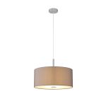 Baymont Polished Chrome  3 Light E27 Single Pendant With 40cm x 18cm x 18cm Faux Silk Shade, Grey/White Laminate & Frosted/PC Acrylic Diffuser