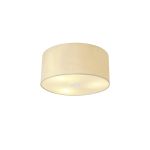 Baymont Polished Chrome 3 Light E27 Flush Ceiling With 40cm x 18cm Faux Silk Shade Ivory Pearl/White Laminate & Frosted/PC Diffuser