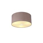 Baymont Polished Chrome 3 Light E27 Flush Ceiling With 40cm x 18cm Dual Faux Silk Shade, Taupe/Halo Gold & Frosted/PC Acrylic Diffuser