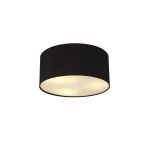 Baymont Polished Chrome 3 Light E27 Flush Ceiling With 40cm x 18cm Dual Faux Silk Shade, Black/Green Olive & Frosted/PC Acrylic Diffuser