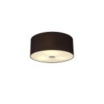 Baymont Polished Chrome 3 Light E27 Flush Ceiling With 40cm x 18cm Faux Silk Shade, Black/White Laminate & Frosted/PC Acrylic Diffuser