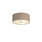 Baymont Polished Chrome 3 Light E27 Flush Ceiling With 40cm x 18cm Faux Silk Shade, Grey/White Laminate & Frosted/PC Acrylic Diffuser