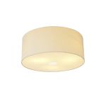 Baymont Polished Chrome 3 Light E27 Flush Ceiling With 50cm x 20cm Faux Silk Shade Ivory Pearl/White Laminate & Frosted/PC Acrylic Diffuser