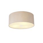 Baymont Polished Chrome 3 Light E27 Flush Ceiling With 50cm x 20cm Dual Faux Silk Shade Nude Beige/Moonlight & Frosted/PC Acrylic Diffuser