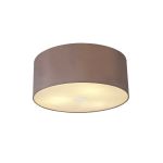 Baymont Polished Chrome 3 Light E27 Flush Ceiling With 50cm x 20cm Dual Faux Silk Shade, Taupe/Halo Gold & Frosted/PC Acrylic Diffuser