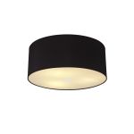 Baymont Polished Chrome 3 Light E27 Flush Ceiling With 50cm x 20cm Dual Faux Silk Shade, Black/Green Olive & Frosted/PC Acrylic Diffuser