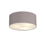 Baymont Polished Chrome 3 Light E27 Flush Ceiling With 50cm x 20cm Faux Silk Shade, Grey/White Laminate & Frosted/PC Acrylic Diffuser