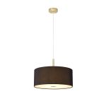 Baymont Antique Brass  3 Light E27 Single Pendant With 40cm x 18cm Faux Silk Shade, Black/White Laminate & Frosted/PC Acrylic Diffuser