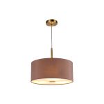 Baymont Antique Brass  3 Light E27 Single Pendant With 40cm x 18cm Dual Faux Silk Shade, Taupe/Halo Gold & Frosted/AB Acrylic Diffuser