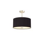 Baymont Satin Nickel 3 Light E27 Semi Flush With 40cm x 18cm Dual Faux Silk Shade, Black/Green Olive & Frosted/PC Acrylic Diffuser