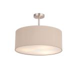 Baymont Satin Nickel 3 Light E27 Semi Flush With 50cm x 20cm Dual Faux Silk Shade, Antique Gold/Ruby & Frosted/PC Acrylic Diffuser