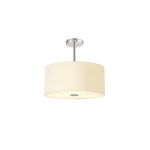 Baymont Polished Chrome 5 Light E27 Semi Flush With 40cm x 18cm Faux Silk Shade, Ivory Pearl/White Laminate & Frosted/PC Acrylic Diffuser