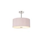 Baymont Polished Chrome 5 Light E27 Semi Flush With 40cm x 18cm Dual Faux Silk Shade, Taupe/Halo Gold & Frosted/PC Acrylic Diffuser