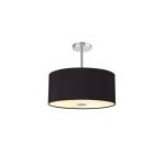 Baymont Polished Chrome 5 Light E27 Semi Flush With 40cm x 18cm Dual Faux Silk Shade, Black/Green Olive & Frosted/PC Acrylic Diffuser