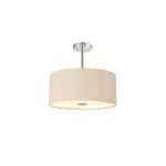 Baymont Polished Chrome 5 Light E27 Semi Flush With 40cm x 18cm Dual Faux Silk Shade, Antique Gold/Ruby & Frosted/PC Acrylic Diffuser