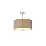 Baymont Polished Chrome 5 Light E27 Semi Flush With 40cm x 18cm Faux Silk Shade, Grey/White Laminate & Frosted/PC Acrylic Diffuser