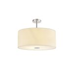 Baymont Polished Chrome 5 Light E27 Semi Flush Fixture With 60cm x 22cm Faux Silk Shade Ivory Pearl/White Laminate & Frosted/PC Acrylic Diffuser