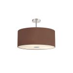 Baymont Polished Chrome 5 Light E27 Semi Flush Fixture With 60cm x 22cm Dual Faux Silk Shade, Cocoa/Grecian Bronze & Frosted/PC Acrylic Diffuser