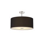 Baymont Polished Chrome 5 Light E27 Semi Flush Fixture With 60cm x 22cm Dual Faux Silk Shade, Black/Green Olive & Frosted/PC Acrylic Diffuser