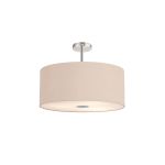 Baymont Polished Chrome 5 Light E27 Semi Flush Fixture With 60cm x 22cm Dual Faux Silk Shade, Antique Gold/Ruby & Frosted/PC Acrylic Diffuser