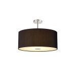 Baymont Polished Chrome 5 Light E27 Semi Flush Fixture With 60cm x 22cm Faux Silk Shade, Black/White Laminate & Frosted/PC Acrylic Diffuser