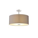 Baymont Polished Chrome 5 Light E27 Semi Flush Fixture With 60cm x 22cm Faux Silk Shade, Grey/White Laminate & Frosted/PC Acrylic Diffuser