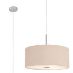 Baymont Polished Chrome  5 Light E27 Single Pendant With 60cm x 22cm Dual Faux Silk Shade, Antique Gold/Ruby & Frosted/PC Acrylic Diffuser