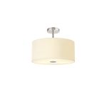 Baymont Polished Chrome 5 Light E27 Drop Flush With 40cm x 18cm Faux Silk Shade, Ivory Pearl/White Laminate & Frosted/PC Acrylic Diffuser