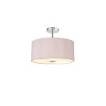 Baymont Polished Chrome 5 Light E27 Drop Flush With 40cm x 18cm Dual Faux Silk Shade, Taupe/Halo Gold & Frosted/PC Acrylic Diffuser