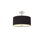 Baymont Polished Chrome 5 Light E27 Drop Flush With 40cm x 18cm Dual Faux Silk Shade, Black/Green Olive & Frosted/PC Acrylic Diffuser