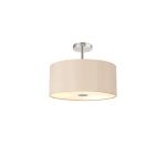 Baymont Polished Chrome 5 Light E27 Drop Flush With 40cm x 18cm Dual Faux Silk Shade, Antique Gold/Ruby & Frosted/PC Acrylic Diffuser