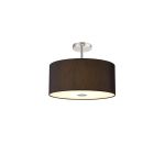 Baymont Polished Chrome 5 Light E27 Drop Flush With 40cm x 18cm Faux Silk Shade, Black/White Laminate & Frosted/PC Acrylic Diffuser