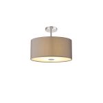 Baymont Polished Chrome 5 Light E27 Drop Flush With 40cm x 18cm Faux Silk Shade, Grey/White Laminate & Frosted/PC Acrylic Diffuser