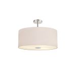 Baymont Polished Chrome 5 Light E27 Drop Flush With 60cm x 22cm Dual Faux Silk Shade Nude Beige/Moonlight & Frosted/PC Acrylic Diffuser