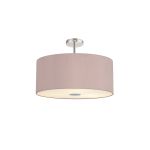 Baymont Polished Chrome 5 Light E27 Drop Flush With 60cm x 22cm Dual Faux Silk Shade, Taupe/Halo Gold & Frosted/PC Acrylic Diffuser