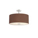 Baymont Polished Chrome 5 Light E27 Drop Flush With 60cm x 22cm Dual Faux Silk Shade Cocoa/Grecian Bronze & Frosted/PC Acrylic Diffuser