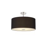 Baymont Polished Chrome 5 Light E27 Drop Flush With 60cm x 22cm Dual Faux Silk Shade, Black/Green Olive & Frosted/PC Acrylic Diffuser