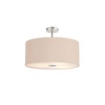 Baymont Polished Chrome 5 Light E27 Drop Flush With 60cm x 22cm Dual Faux Silk Shade, Antique Gold/Ruby & Frosted/PC Acrylic Diffuser