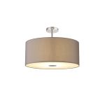 Baymont Polished Chrome 5 Light E27 Drop Flush With 60cm x 22cm Faux Silk Shade, Grey/White Laminate & Frosted/PC Acrylic Diffuser