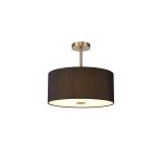 Baymont Antique Brass 5 Light E27 Semi Flush With 40cm x 18cm Faux Silk Shade, Black/White Laminate & Frosted/AB Acrylic Diffuser