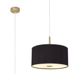 Baymont Antique Brass  5 Light E27 Single Pendant With 40cm x 18cm Dual Faux Silk Shade, Black/Green Olive & Frosted/AB Acrylic Diffuser