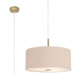 Baymont Antique Brass  5 Light E27 Single Pendant With 60cm x 22cm Dual Faux Silk Shade, Antique Gold/Ruby & Frosted/PC Acrylic Diffuser