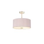 Baymont Satin Nickel 5 Light E27 Semi Flush With 40cm Dual Faux Silk Shade, Taupe/Halo Gold & Frosted/SN Acrylic Diffuser