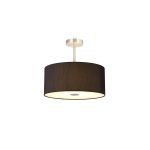 Baymont Satin Nickel 5 Light E27 Semi Flush With 40cm Faux Silk Shade, Black/White Laminate & Frosted/SN Acrylic Diffuser