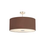 Baymont Satin Nickel 5 Light E27 Semi Flush Fixture With 60cm x 22cm Dual Faux Silk Shade, Cocoa/Grecian Bronze & Frosted/PC Acrylic Diffuser