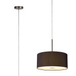 Baymont Satin Nickel  5 Light E27 Single Pendant With 40cm x 18cm Faux Silk Shade, Black/White Laminate & Frosted/SN Acrylic Diffuser