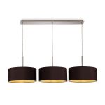 Baymont Polished Chrome 3 Light E27  Linear Pendant With 40cm x 18cm Dual Faux Silk Shade, Midnight Black/Green Olive