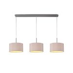Baymont Satin Nickel 3 Light E27  Linear Pendant With 30cm x 17cm Dual Faux Silk Shade, Taupe/Halo Gold