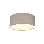 Baymont White 3 Light E27 Universal Flush Ceiling Fixture With 50cm x 20cm Faux Silk Shade, Grey/White Laminate & Frosted Acrylic Diffuser